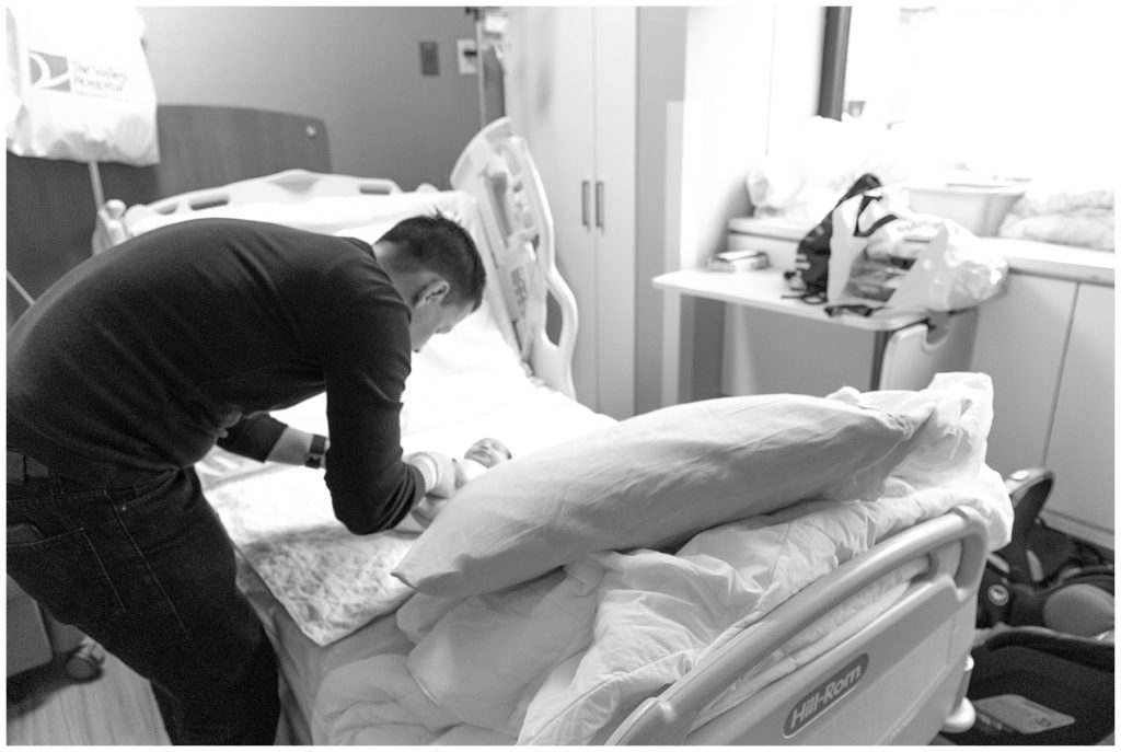 dad and baby in hospital